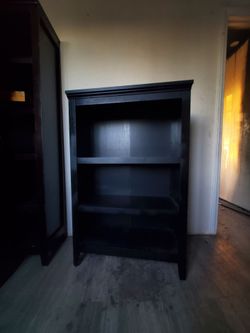 Black Wood Bookcase with Three Shelves
