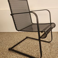 Vintage Metal Mesh Patio Chair Outdoor Indoor Modernist Black