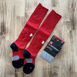 Under Armour UA Performance Soccer Socks OTC Youth Size L Red YLG 2 Pairs