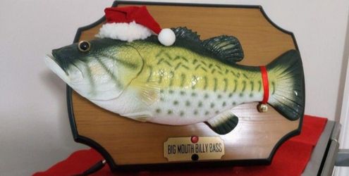 Vintage 1999 Christmas Big Mouth Billy Bass-Gemmy Industries-Motional Activated-Blues The Night Before Xmas- Working good.