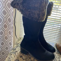 Black Fur Boots Very Good Condition Size 11 Reduced Size To A 10