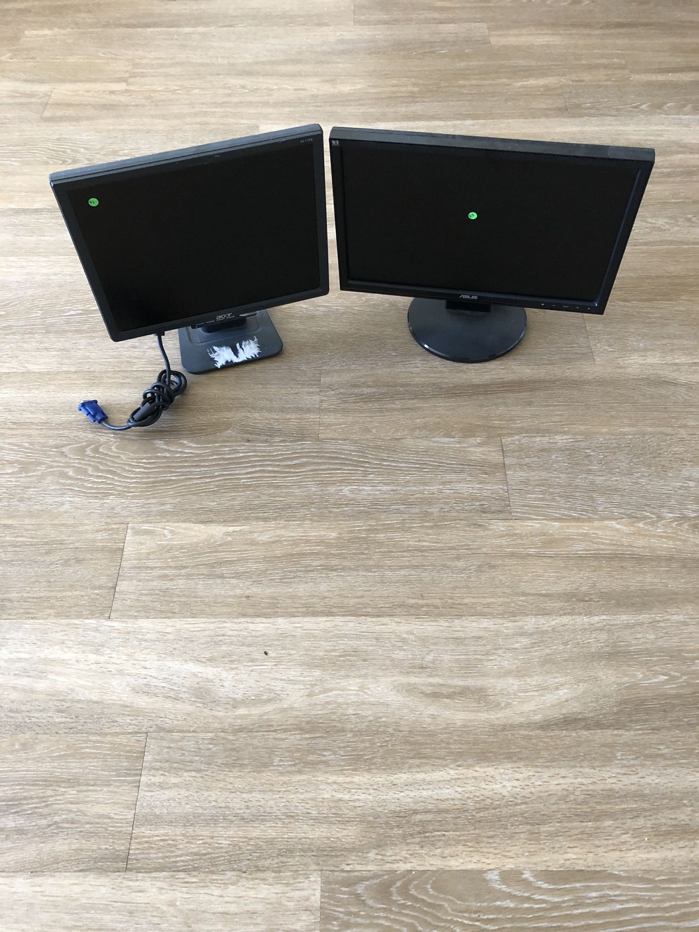 Two computer monitors black