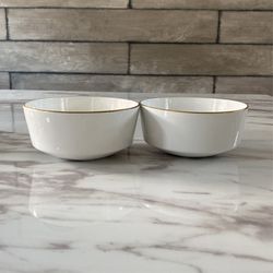 Centura by Corning Cereal Bowls (2) White and Gold Color Trim