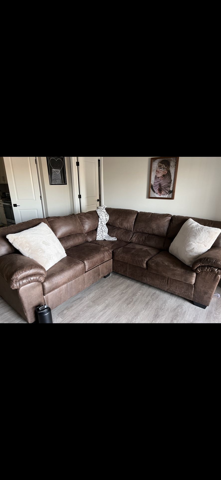 Faux Brown Leather Couch