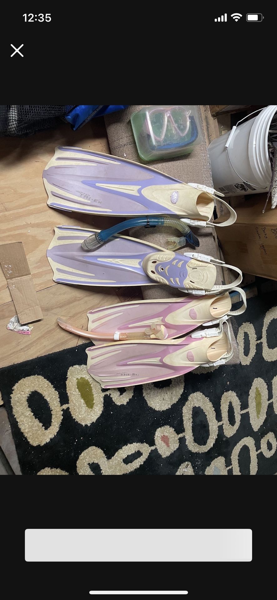 SCUBA: Adult Fins, Shoes, Snorkel/mask And Dive bag Complete Set WILLNOT SEPARATE. $20