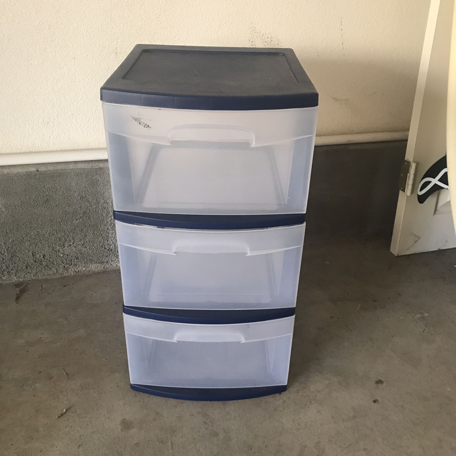 Navy blue plastic storage