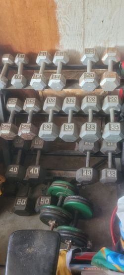 Cast Iron Hex Dumbbell Set