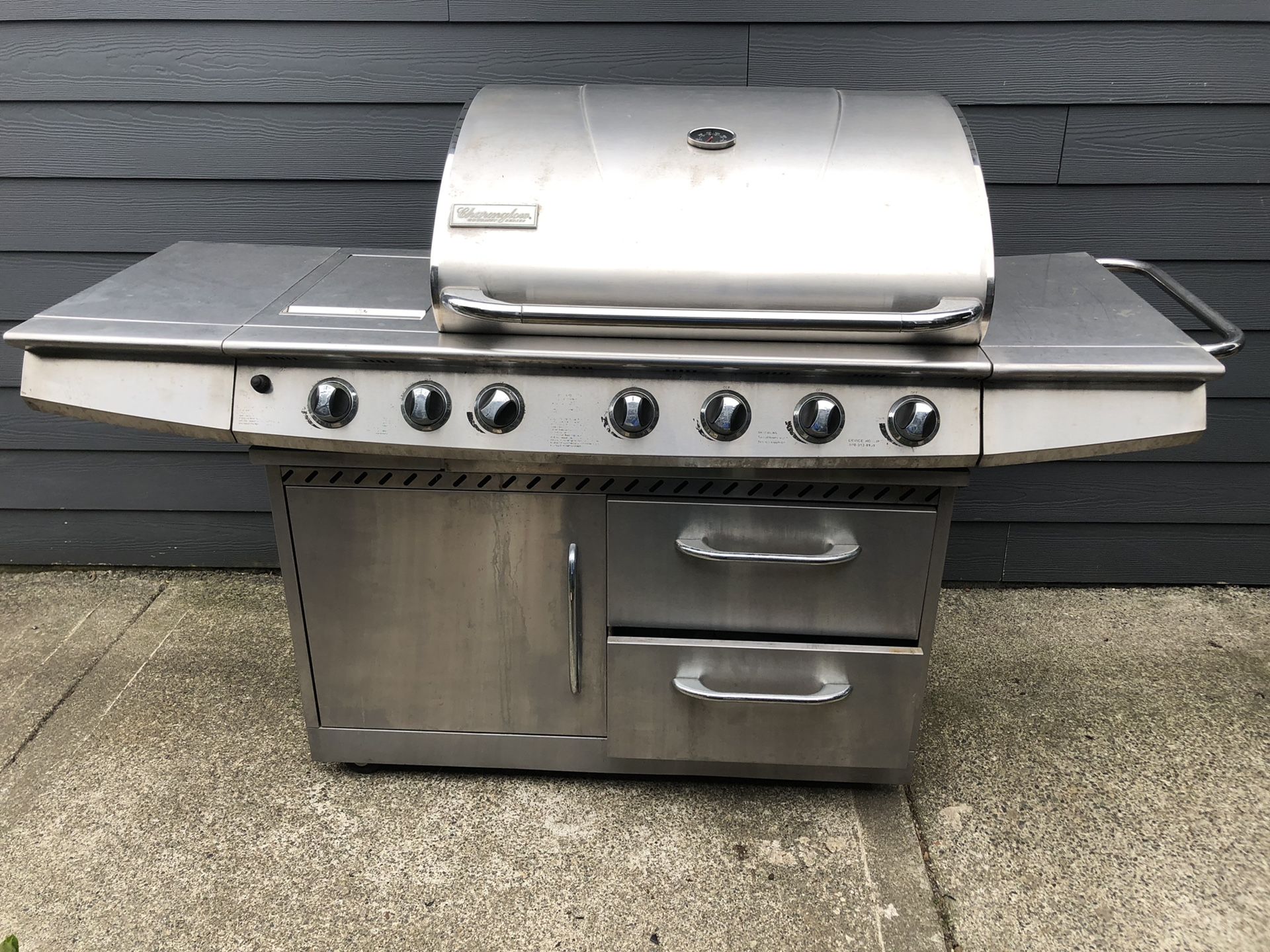 Charmglow Gourmet Series Stainless Steel propane gas grill that
