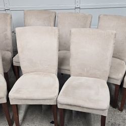 8 Beige Microfiber Dining Chairs
