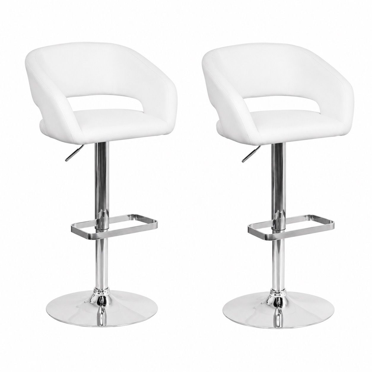 Set of 2 white bar stools