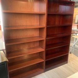 Wood Office Bookcases  72”Hx36”W Mahogany And Cherry 