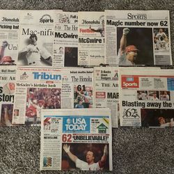 Mark Mark McGwire Original Home Run Breaking Newspapers