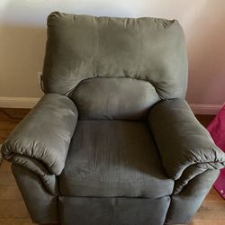 Olive Micro Suede Recliner With Cover
