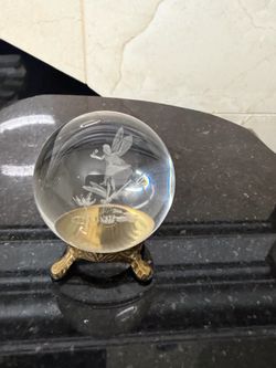 Crystal glass fairy sphere laser engraved