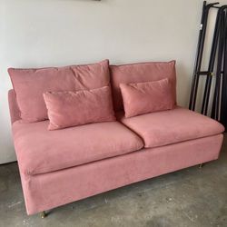 Pink Armless Love Seat Sofa 