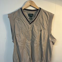Catalina Golf Vest Mens Medium Beige V Neck Windbreaker Sleeveless Pullover