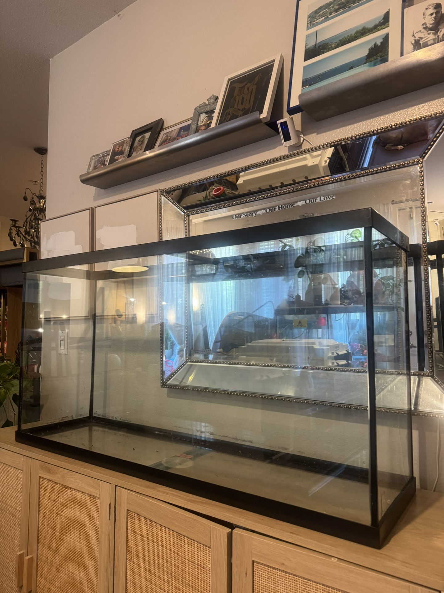 55 Gallon Fish Tank with Center Support Glass Lid