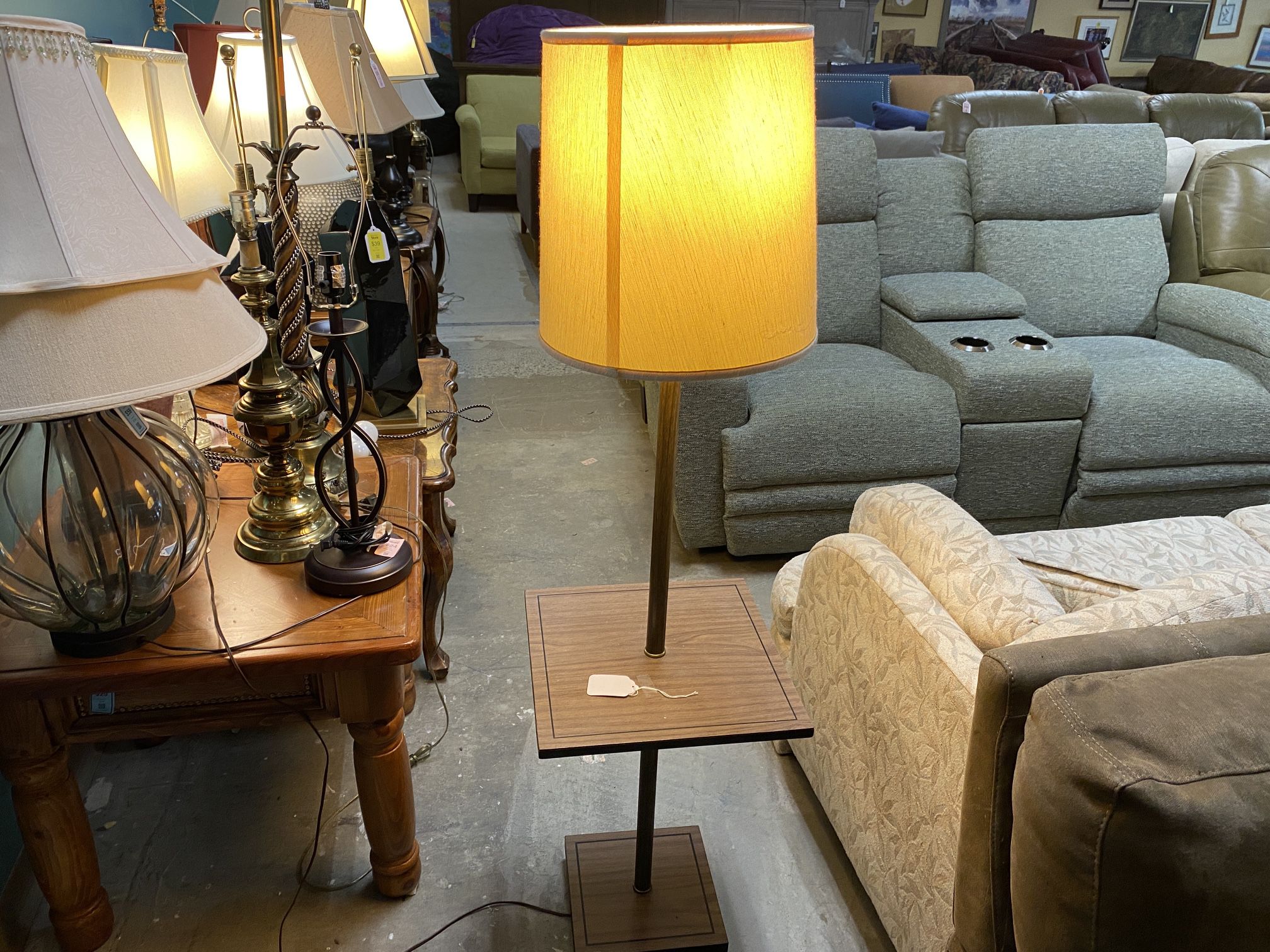 Lamp w/ Square Wood Table