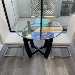 New Glass Dining Table With 2 Chairs