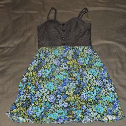 Juniors Dress Size 5/6 Denim Floral Vintage