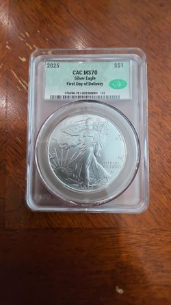 2025 American Silver Eagle CAC MS70 First Day of Delivery