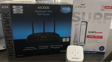 NETGEAR Router, ARRIS Cable Modem & WiFi Extender – New/Unused