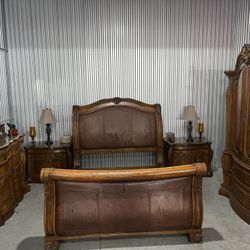 Queen size Collezion Europa marble top bedroom set 
