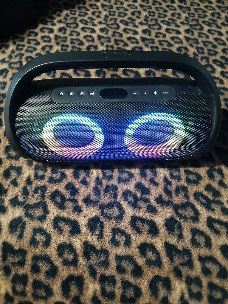 onn Portable FM Boombox with LED Lighting