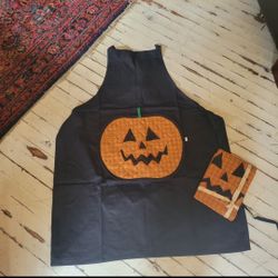 Halloween vintage pumpkin apron kitchen towel
