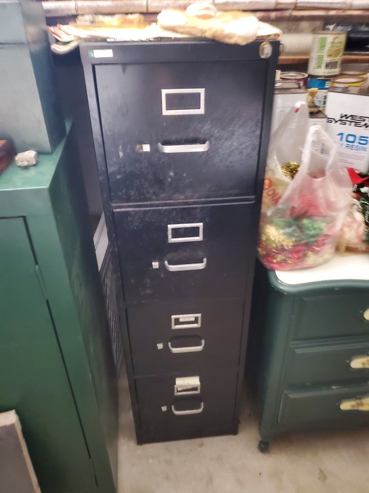 Black Four Drawer Filing Cabinet With Lock And Key