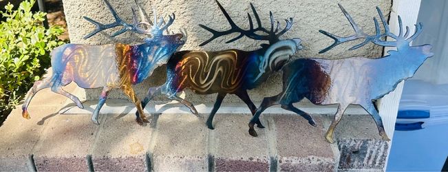 Metal Elk Wall Art Sculpture. 30x10