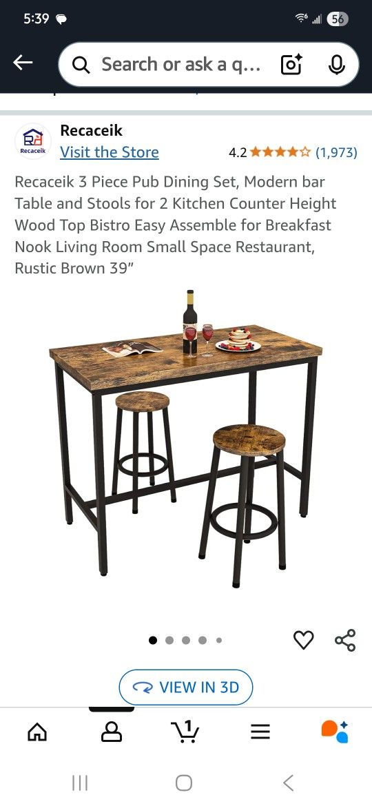 Table And 2 Bar Stools