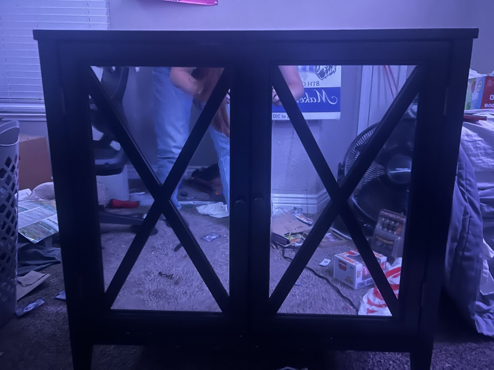 Black Accent Table With Mirrors