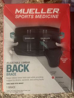 Adjustable Back Brace, Unisex, One Size Fits Most- Black