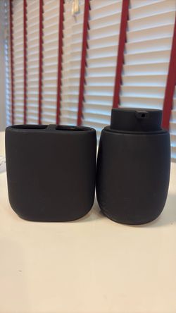 Matte Black Soap Dispenser and Toothbrush holder