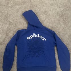 Sp5der "Blue" Web Hoodie Size LARGE. FAST SHIPPING