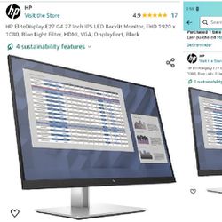 HP EliteDisplay E27 G4 27 Inch IPS LED Backlit Monitor