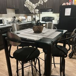 Bar Height Table , Black Tv Stand, Dark Grey Sectional 