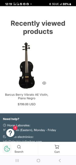 Barcus Berry Vibrato AE Violin, Piano Black 