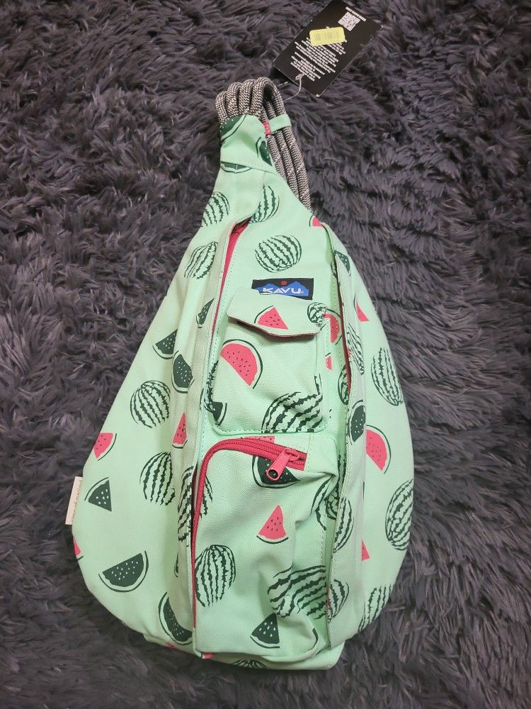 Kavu Rope Sling Crossbody Backpack Bag in watermelon green