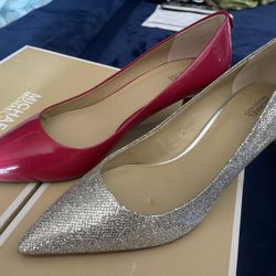 Michael kors flex hot sale kitten pump silver glitter