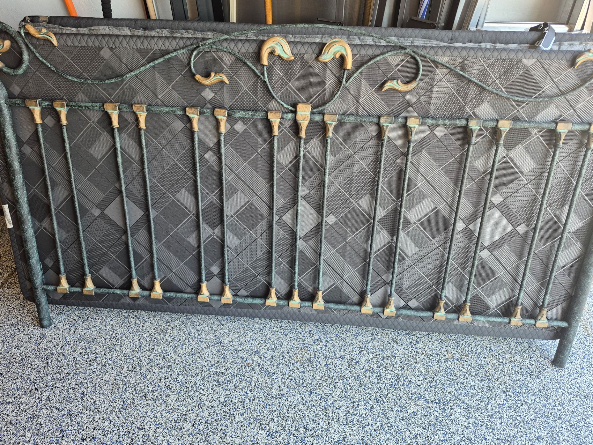 King size wrought iron bed frame with head board