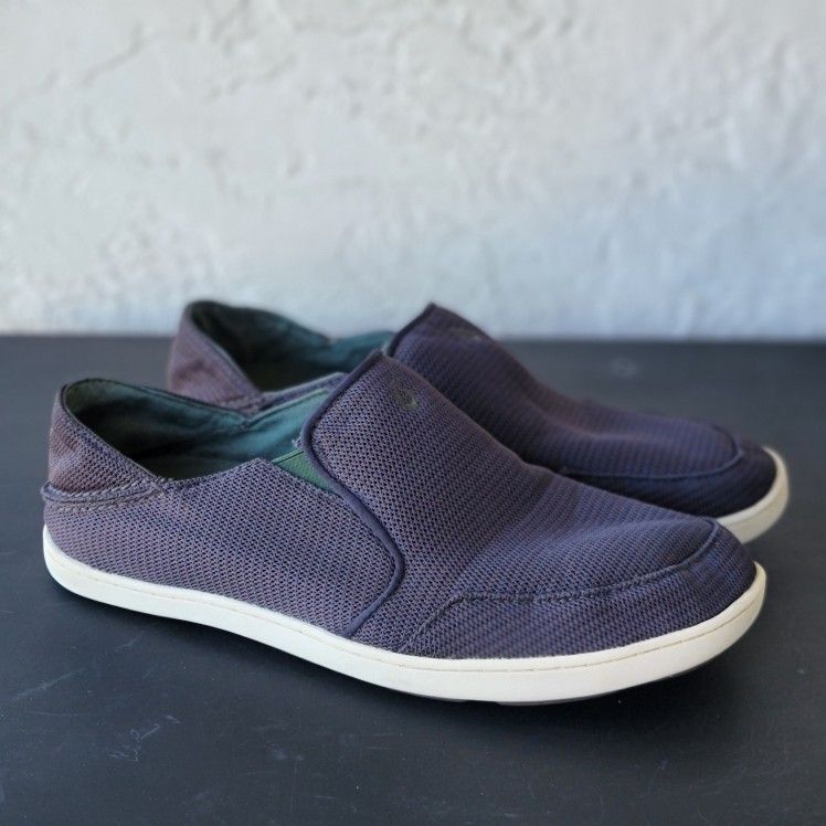 Olukai Men’s Nohea Mesh Blue Slip-On Shoes Size 10 US Boho Hippie Surf Casual