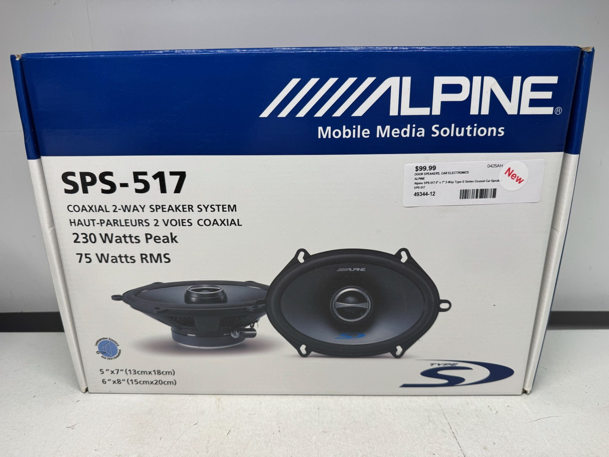 Alpine SPS-517 5" x 7" 2-Way Type-S Series Coaxial Car Speaker