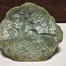 Vintage Lucite Acrylic Seagull Reverse Carved Paperweight Sculpture Rough Edge