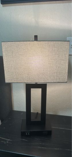Set of 2 Touch Table Lamps with USB Ports & Outlets