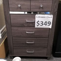Brand New Gray Or Black 5-Drawer Chest