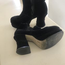 Vintage Suede Or Velvet half cut boots