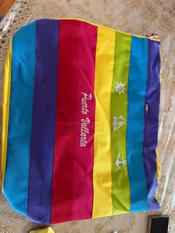 Puerto Vallarta Rainbow Stripe Beach Tote Bag