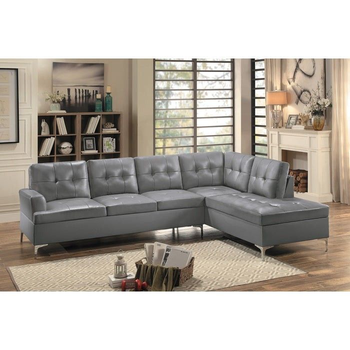 Gray Tufted Sectional With Chaise (New In A Box)
